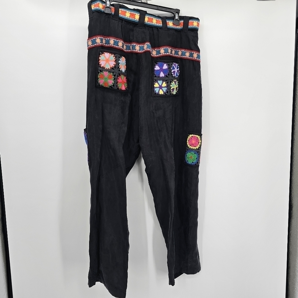 Johnny Was PINTORA CROCHET PANT drawstring belted pant women's  XL new